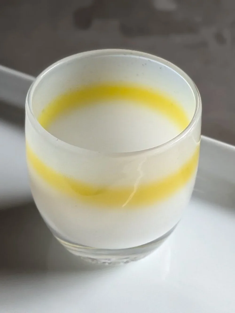 White/Yellow Glassbaby Votive Candle Holder